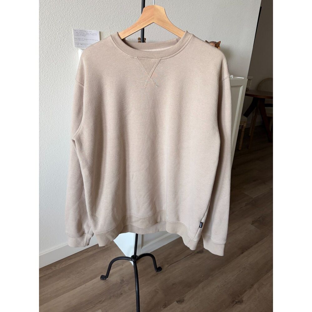 RSQ Men’s Heavyweight Crewneck Sweatshirt Tan Beige - Large